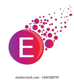 Titik Huruf e Logo. e Vektor Desain Surat dengan Dots.
