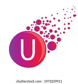 Titik Huruf U Logo. U Vektor Desain Surat dengan Dots.