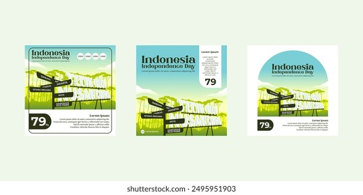 Titik Nol Nusantara Silhouette. A Monument Located In The Archipelagos Capital City. Background Design Set with Forest and Street Sign. Flat Design for Poster, Wallpaper, Website, and Cover.