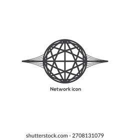 Título (15 palavras) Wireframe ícone de rede vetor de conexão global para internet, comunicação e símbolo de transferência de dados em todo o mundo.