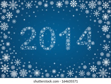 Title 2014 from frosty snowflakes, vector background
