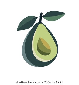 Title: 2D flat vector illustration avocado isolated on a white background.