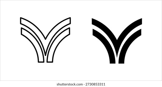 Title: Abstract curved lines forming aV shape in white and black