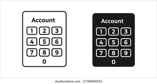 Titel: Account-Tastatur mit Zahlen von 0 bis 9 in Schwarz-Weiß-Farbschemas