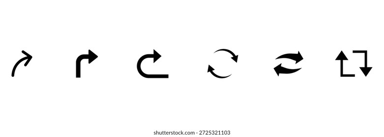 Symbolsatz für den Titel-Pfeil. Schwarze Pfeilsymbole. Pfeilsymbol. Cursor Schwarze Pfeile Symbole. Sammlung verschiedene Pfeile Zeichen. 