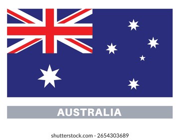 Title: Australian flag. Flag icon. Standard colors. Standard size. Rectangular flag.