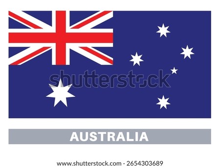 Title: Australian flag. Flag icon. Standard colors. Standard size. Rectangular flag.