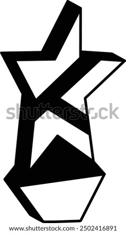 title of Avant garde style trophy vector icon design, token of recognition symbol, Expression of gratitude sign distinctive insignia illustration, Star abstract crystal acrylic prize isometric concept
