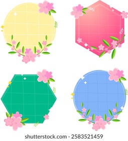 title background illustration design. banner, pop-up, card news title background. background illustration design with pink cherry blossom. vector illustration.
