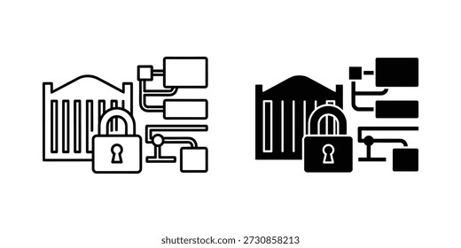 Title: Barcode with a locked padlock and connected devices indicating secure data transfer