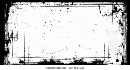 Title	
Black grunge texture border frame over white black ink brush painting blank frame border grunge graphic element vintage frame border, distressed retro photo effect, aged paper look
