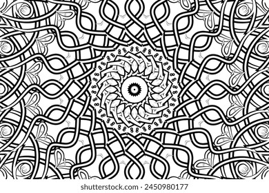 Título	
Patrón del arte de la flor del gradiente del caleidoscopio blanco y negro de la cultura indonesia adorno tradicional del dayak étnico del tenun batik