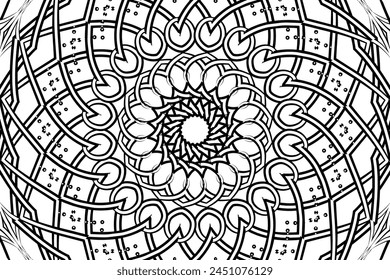 Título	
Patrón del arte de la flor del gradiente del caleidoscopio blanco y negro de la cultura indonesia adorno tradicional del dayak étnico del tenun batik