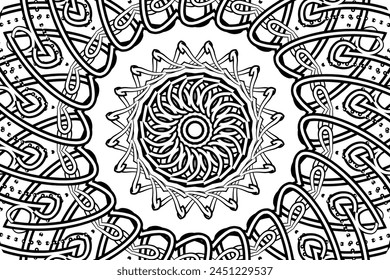 Título	
Patrón del arte de la flor del gradiente del caleidoscopio blanco y negro de la cultura indonesia adorno tradicional del dayak étnico del tenun batik