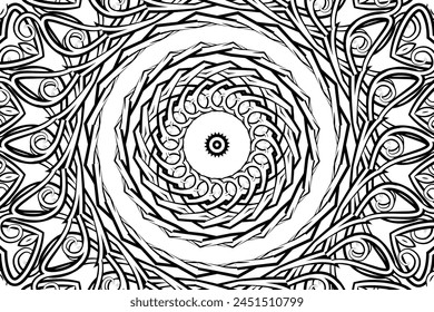 Título	
Patrón del arte de la flor del gradiente del caleidoscopio blanco y negro de la cultura indonesia adorno tradicional del dayak étnico del tenun batik