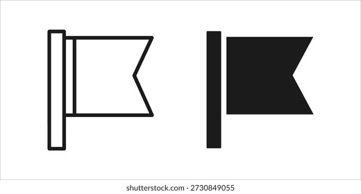 Title: Black and white of a flag on a pole with a triangular flag on a white background