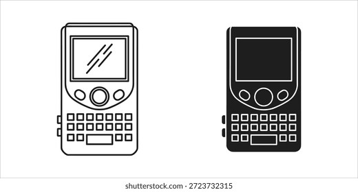 Título: Blanco y negro de un dispositivo electrónico de mano con pantalla y teclado