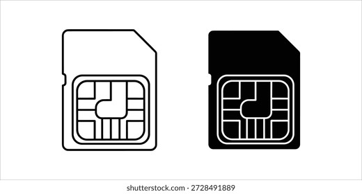 Titel: Schwarz-weiße SIM-Karte mit Schaltungsmustern auf weißem Hintergrund