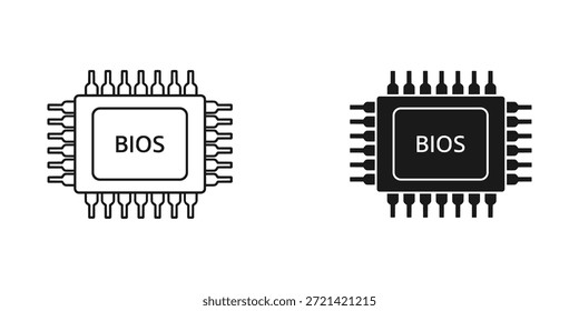 Título: Blanco y negro de dos tipos diferentes de chips BIOS con múltiples pines