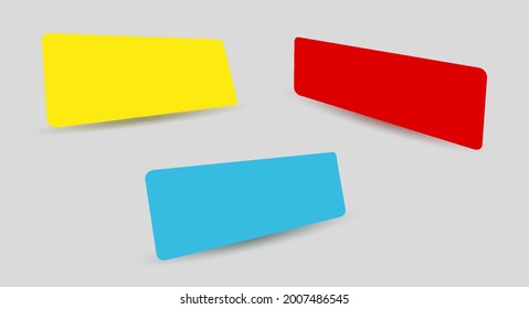 Title boxes in different angles. Empty text boxes, speech bubbles or quote frames. Isolated vector illustration.