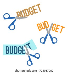 Title budget and scissors that cutting it vector illustration