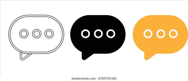 Título: Iconos de la burbuja del chat con el símbolo de los puntos suspensivos,

