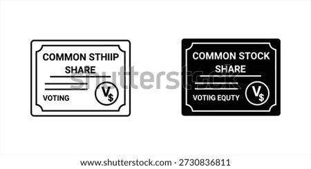 Title: Common stock share certificates with voting equity on a white background
