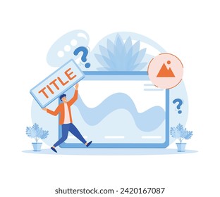 Title creation, naming tips. Interesting title. Digital advertising, social media marketing. flat vector modern illustration 