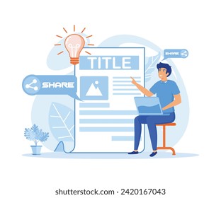 Title creation, naming tips. Relevant and valuable title. Digital advertising, social media marketing. flat vector modern illustration 