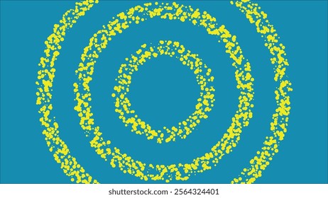 Title: Dynamic Abstract Line Art with Yellow Clusters on Blue Background