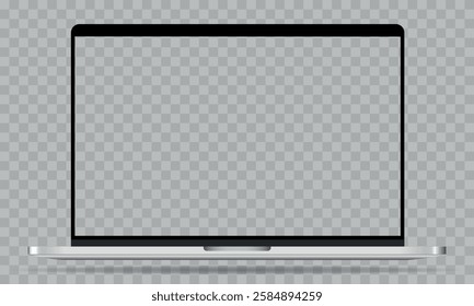 Title: An easy to use laptop mockup with a transparent background and blank screen, allowing you to easily add your design.

