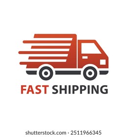 Titel: "Express Delivery Logo mit roten Truck und Speed Lines - Vektorsymbol"