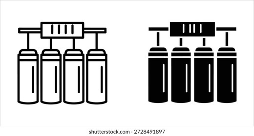 Titel: Vier Aerosolsprühdosen mit Abzugsmechanismus in schwarz-weiß minimalistisch