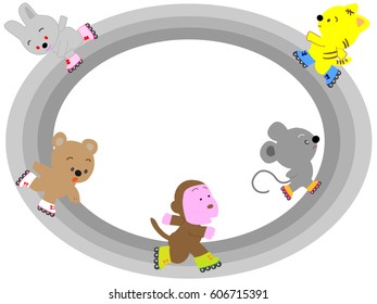 It is the title frame of animals enjoying roller skating.