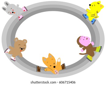 It is the title frame of animals enjoying roller skating.