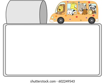 The title frame of a bus at the sightseeing spot.