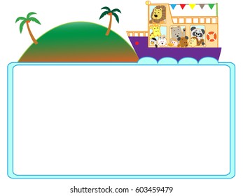 The title frame of the passenger ship of the sightseeing spot.