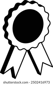 Title of honor vector icon design, token of recognition symbol, Expression of gratitude sign, distinctive insignia stock illustration, Patriotic Black, white and blue ribbon award isometric concept