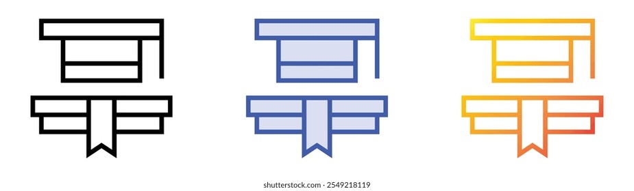 icono de título. Lineal, relleno azul y diseño de estilo degradado aislado sobre fondo blanco