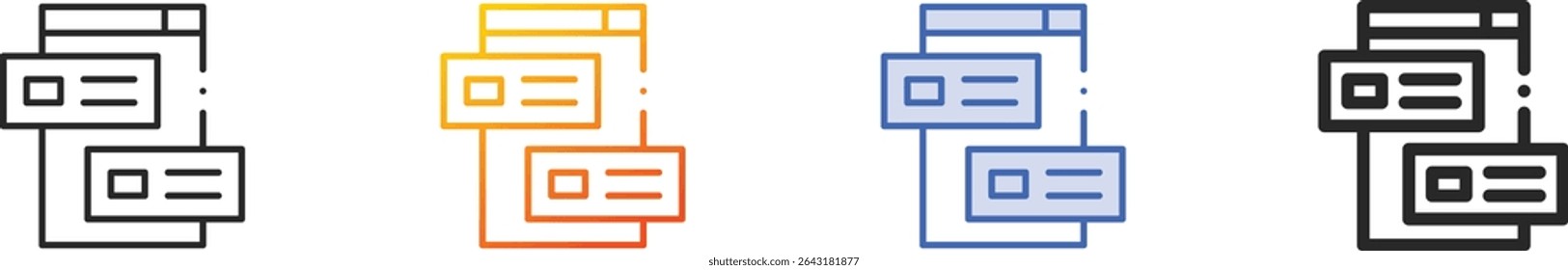 title icon.Thin Linear, Gradient, Blue Stroke and bold Style Design Isolated On White Background