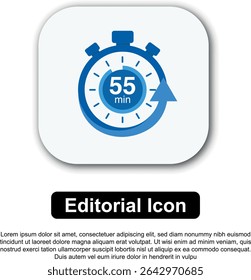 Title: Illustration Vector Icon Stopwatch Time Blue. Stopwatch shows intervals ranging from 0 to 60 minutes