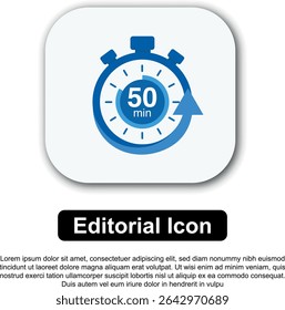 Title: Illustration Vector Icon Stopwatch Time Blue. Stopwatch shows intervals ranging from 0 to 60 minutes