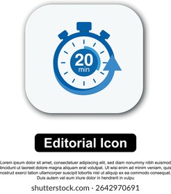 Title: Illustration Vector Icon Stopwatch Time Blue. Stopwatch shows intervals ranging from 0 to 60 minutes