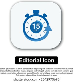 Title: Illustration Vector Icon Stopwatch Time Blue. Stopwatch shows intervals ranging from 0 to 60 minutes