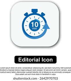 Title: Illustration Vector Icon Stopwatch Time Blue. Stopwatch shows intervals ranging from 0 to 60 minutes