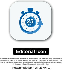 Title: Illustration Vector Icon Stopwatch Time Blue. Stopwatch shows intervals ranging from 0 to 60 minutes