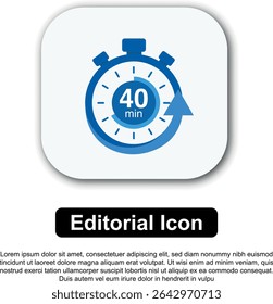Title: Illustration Vector Icon Stopwatch Time Blue. Stopwatch shows intervals ranging from 0 to 60 minutes