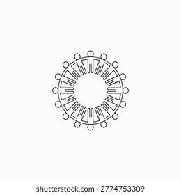 Title: Inclusion Circle Line Icon - Diversity and Unity Symbol