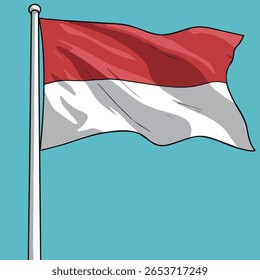 Title: Indonesian Flag: A Vibrant Pop Art Illustration of the Merah Putih Waving Proudly