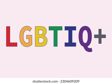 Title with the lgbtiq+ flag of pride day on a white background.